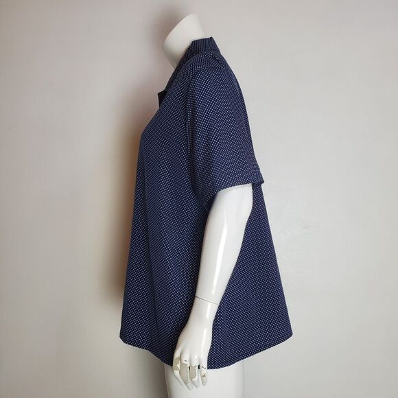 Vintage 80's Christie & Jill Plus Size Navy Polkadot Blouse - Picture 2 of 5